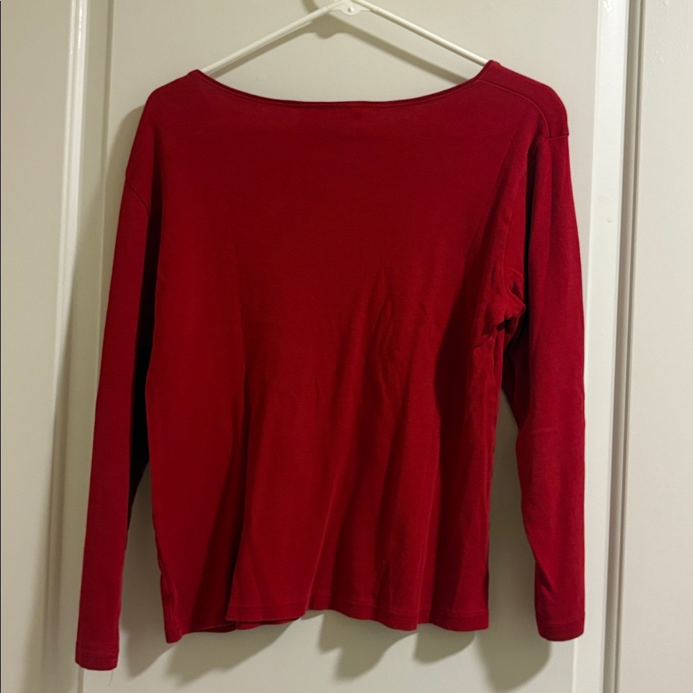 Women’s Petite Large Red Long Sleeve Tee - Picture 3 of 3